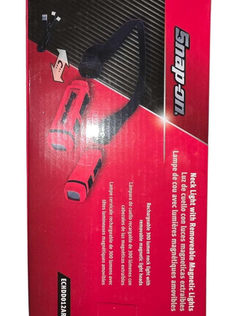 Snap-on Red Rechargeable Neck Light with Detachable Magnetic Heads